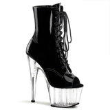 Adore-1021 Pleaser 7 "Tacón negro y transparente Pole Dance Boots