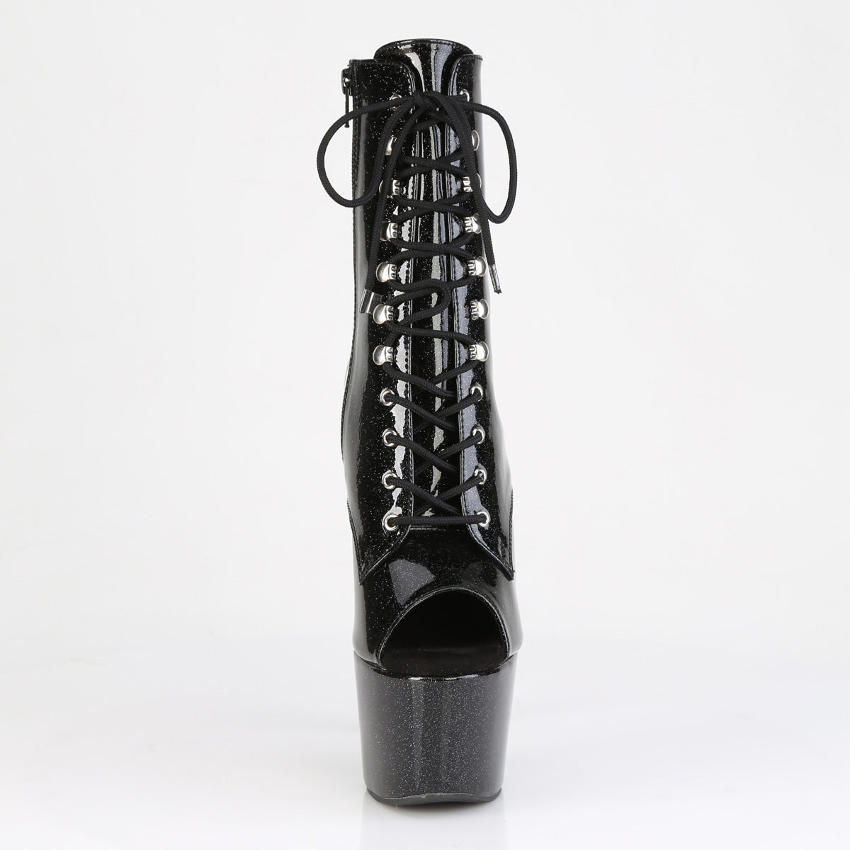 ADORE-1021GP Pleaser Black Glitter Peep Toe Pole Dancing Boots