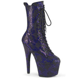 ADORE-1040SPF Pleaser Purple Metallic Snake Print Stripper Boots
