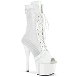 White 7 Inch Exotic Dancing Ankle Boots -  Pleaser ADORE-1048RSNT