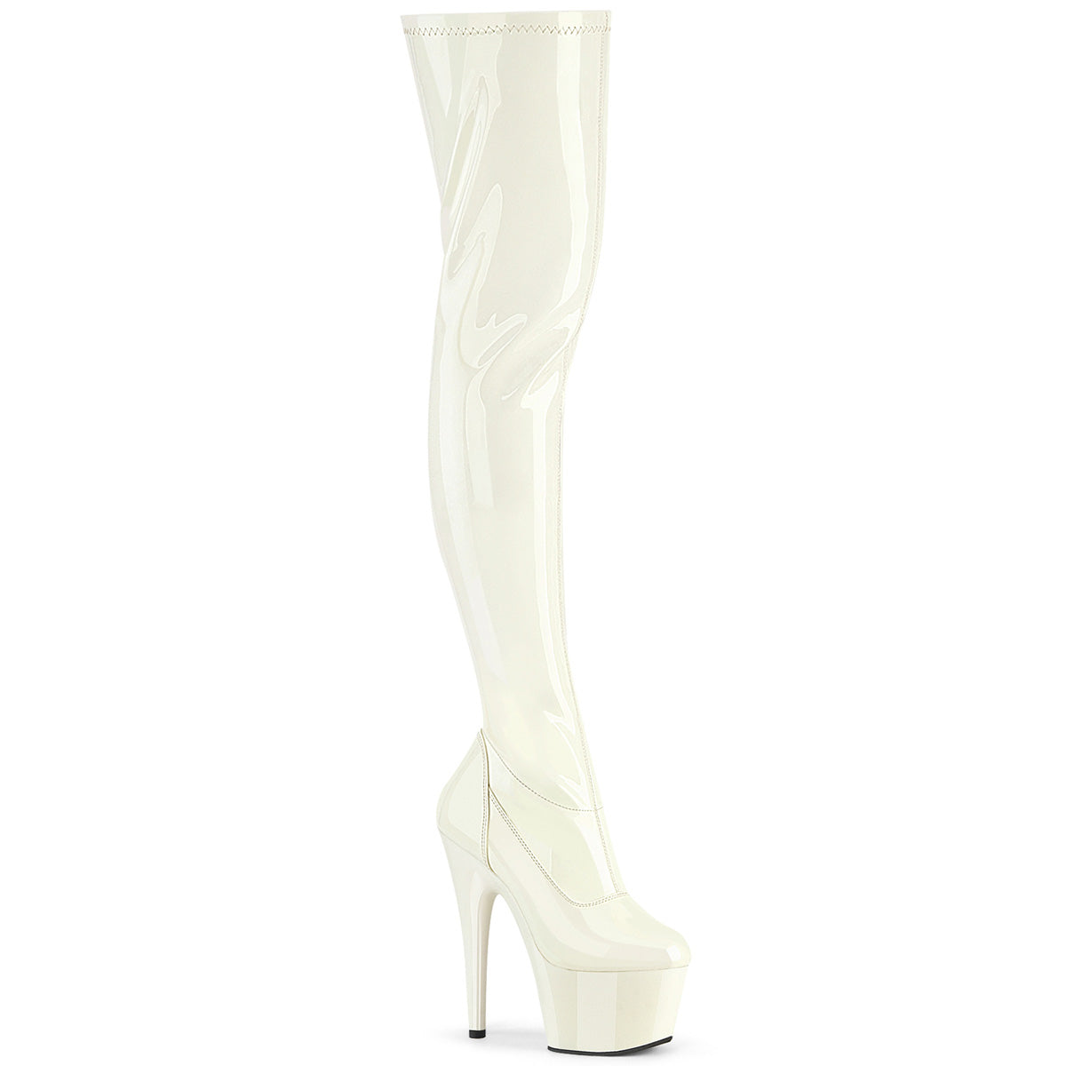 Off White 7 Inch Exotic Dance Thigh Boots -  Pleaser ADORE-3000