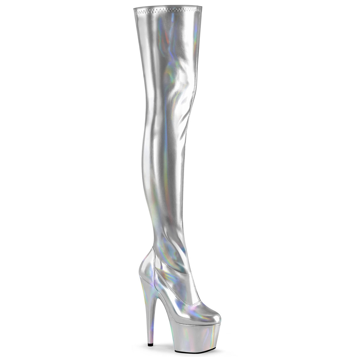 Silver 7 Inch Pole Dance Thigh Boots -  Pleaser ADORE-3000HWR