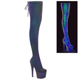 Green Purple 7 Inch Fetish Platform Thigh Boots -  Pleaser ADORE-3008REFL
