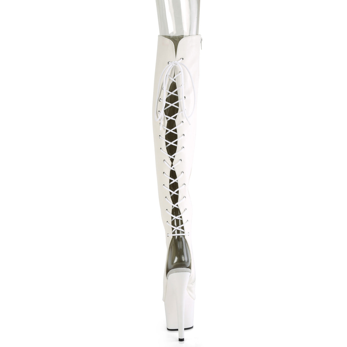 ADORE-3019 Pleaser White Faux Leather Exotic Dancing Thigh High Boots