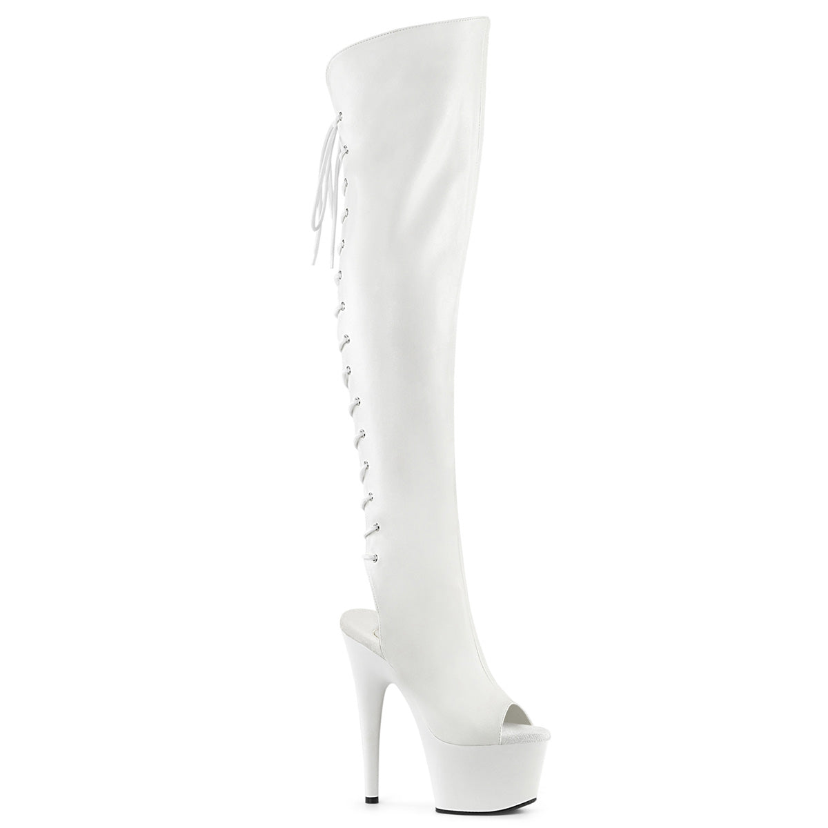 White 7 Inch Sexy Heels Thigh Boots -  Pleaser ADORE-3019