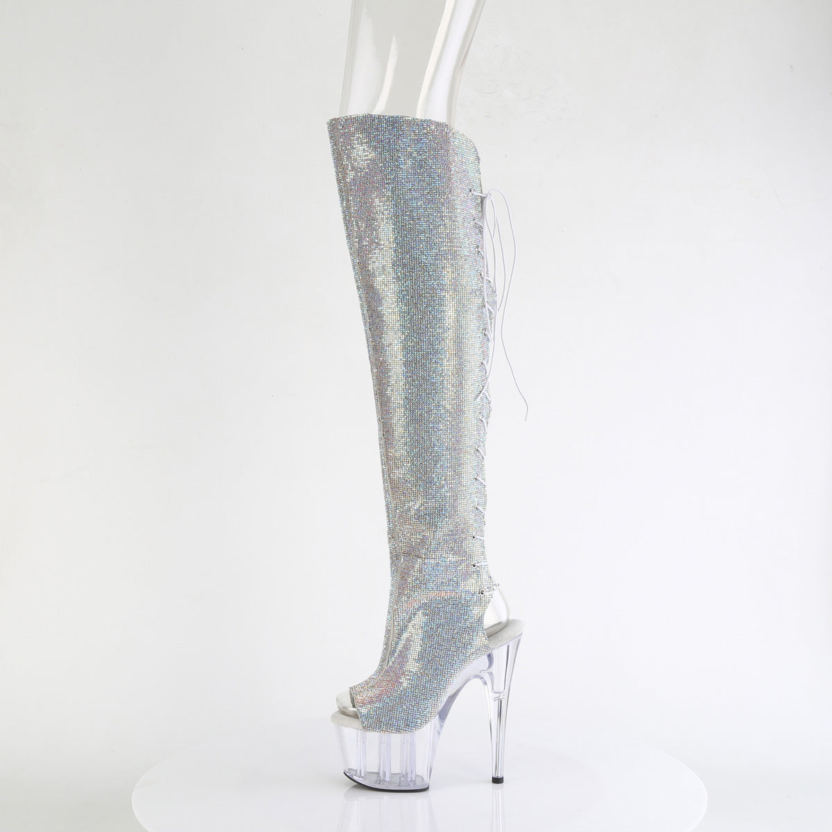 Silver 7 Inch Exotic Dance Thigh Boots -  Pleaser ADORE-3019C-RS
