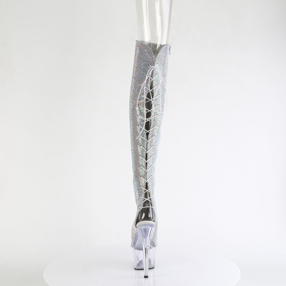 Silver 7 Inch Exotic Dance Thigh Boots -  Pleaser ADORE-3019C-RS
