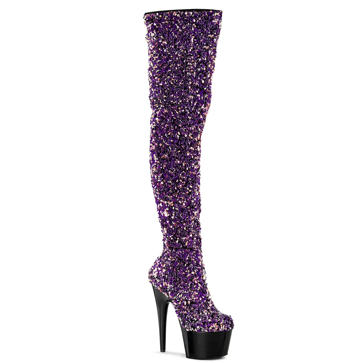 Adore-3020 Pleasers Sequin Sequin Exotic Dancing Thigh Boots High Boots