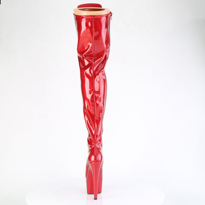 ADORE-3020GP Pleaser Red Glitter Thigh High Pole Dancing Boots
