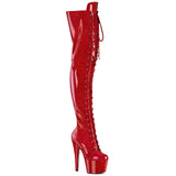 ADORE-3020GP Pleaser Red Glitter Thigh High Pole Dancing Boots