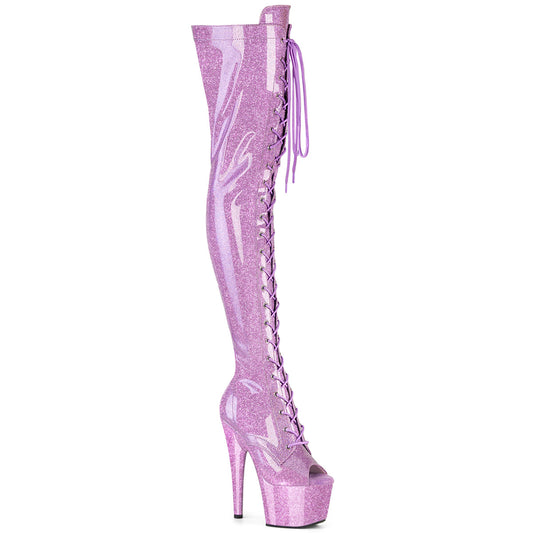 ADORE-3021GP Lilac Glitter Pleaser Pole Dancing Thigh High Boots
