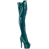 ADORE-3021GP Pleaser Teal Glitter Pole Dancing Thigh High Boots