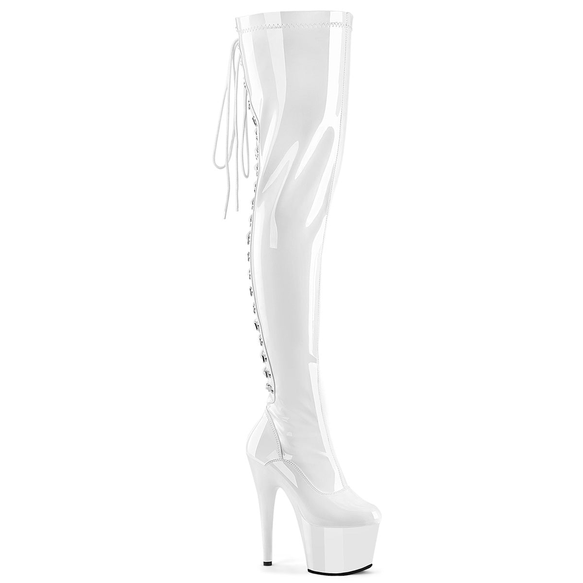 White 7 Inch Lap Dance Thigh Boots -  Pleaser ADORE-3063