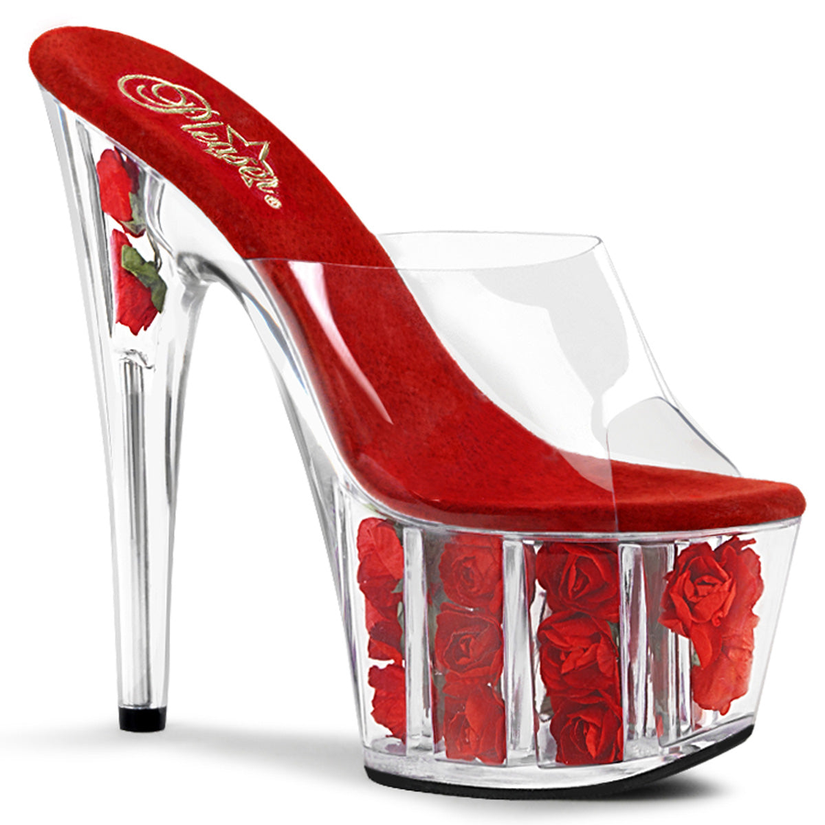 Red Flowers 7 Inch Dancing Exotic Heels -  Pleaser ADORE-701FL