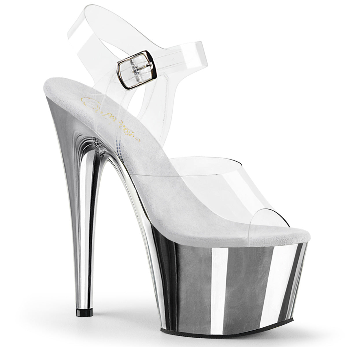 Adore-708 Pleaser de 7 pulgadas de plataforma de plataforma plateada Pole Dancing Heels