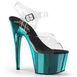 Adore-708 Pleaser Turquoise Chrome Platform Heels