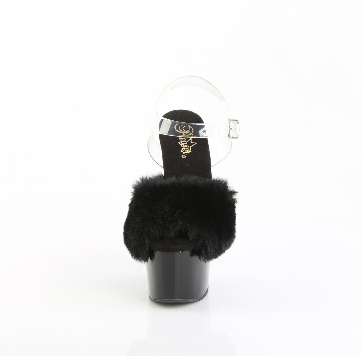 Pleaser ADORE-708FUR 7” Heel Fur Platform Ankle Strap Sandals – Fluffy Peep Toe Heels