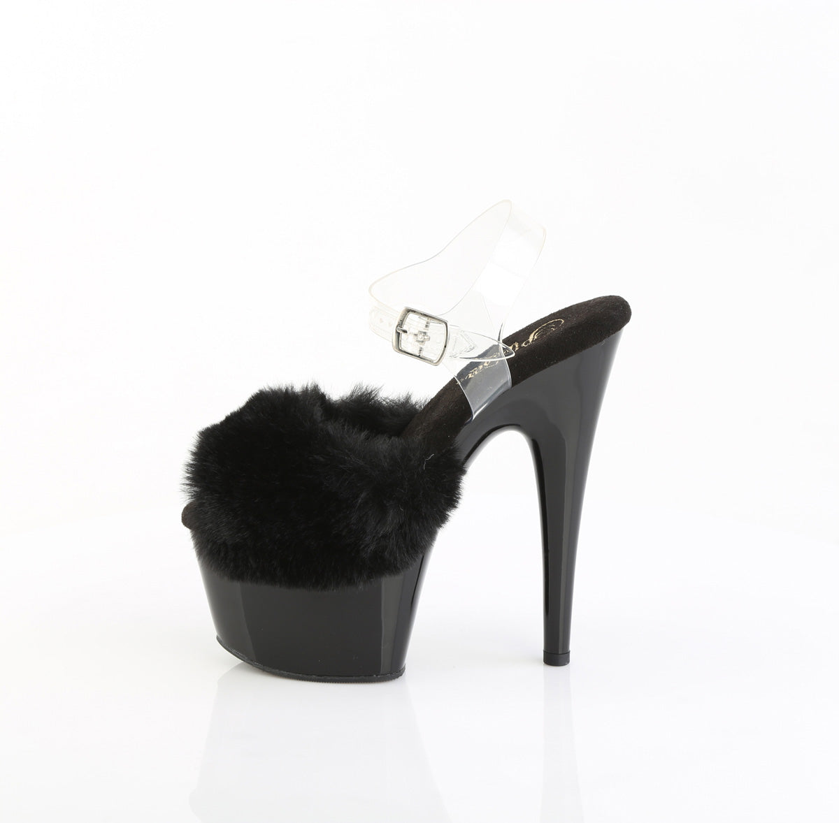 Pleaser ADORE-708FUR 7” Heel Fur Platform Ankle Strap Sandals – Fluffy Peep Toe Heels