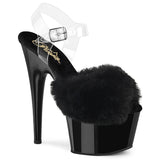 Pleaser ADORE-708FUR 7” Heel Fur Platform Ankle Strap Sandals – Fluffy Peep Toe Heels