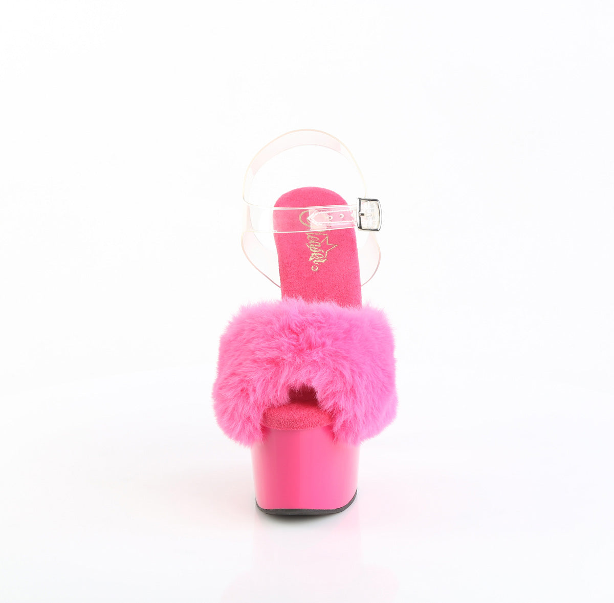 Pleaser ADORE-708FUR Hot Pink 7” Heel  Sandals – Fluffy Peep Toe Statement Heels