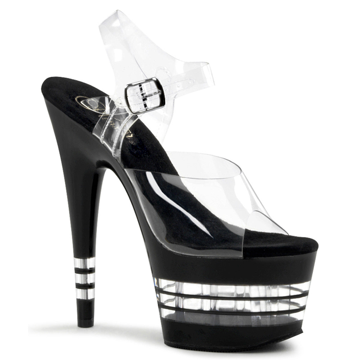 Clear Black 7 Inch Fetish Platform Shoes -  Pleaser ADORE-708LN