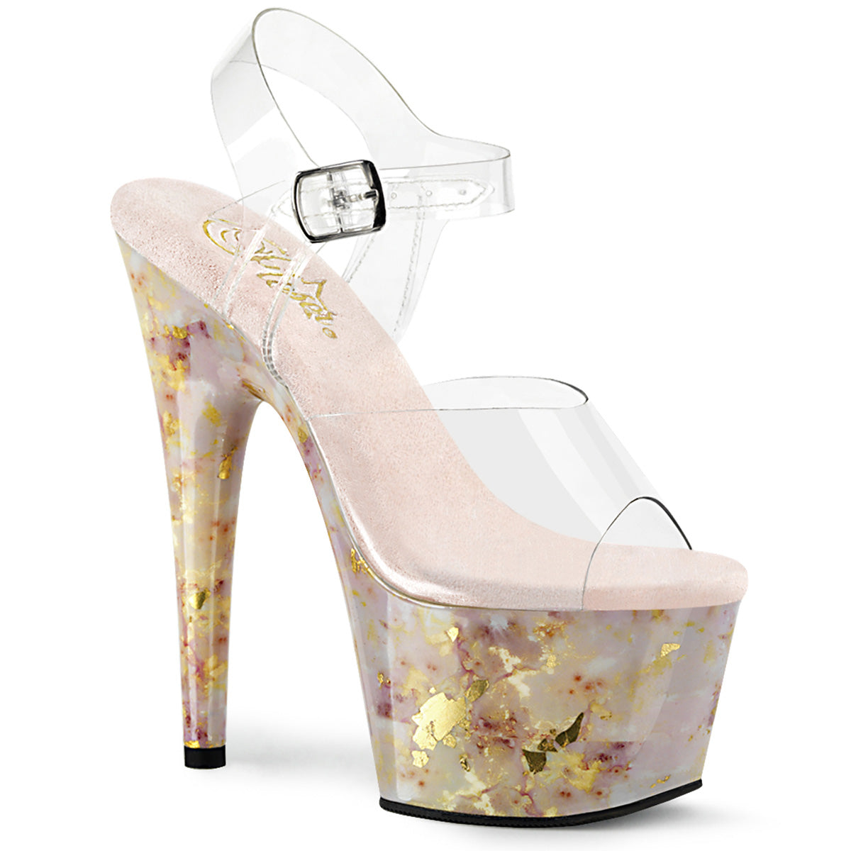 Adore-708Mb Pleaser Blush Gold Marble Platform Extoting Dancing Heels