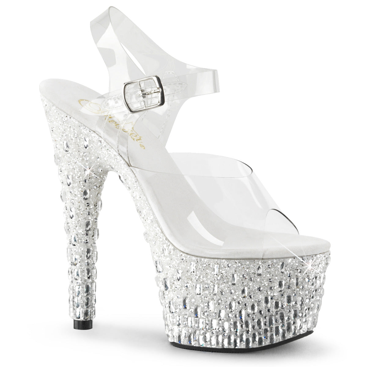 White 7 Inch Pole Dancing Platform Shoes -  Pleaser ADORE-708MR-5