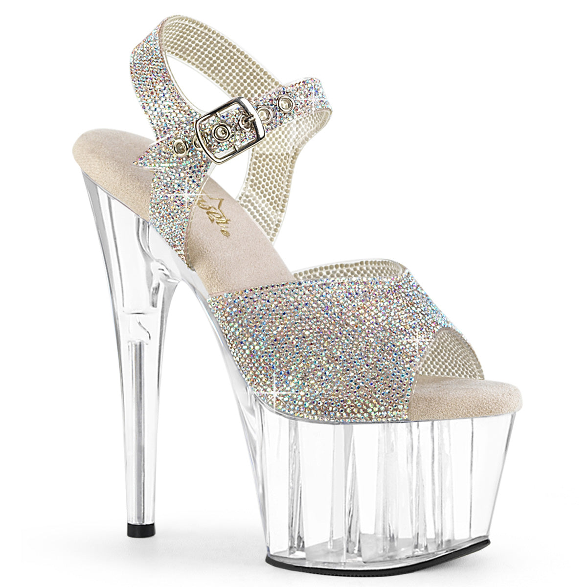 Silver 7 Inch Pole Dancer Platform Shoes -  Pleaser ADORE-708N-RS