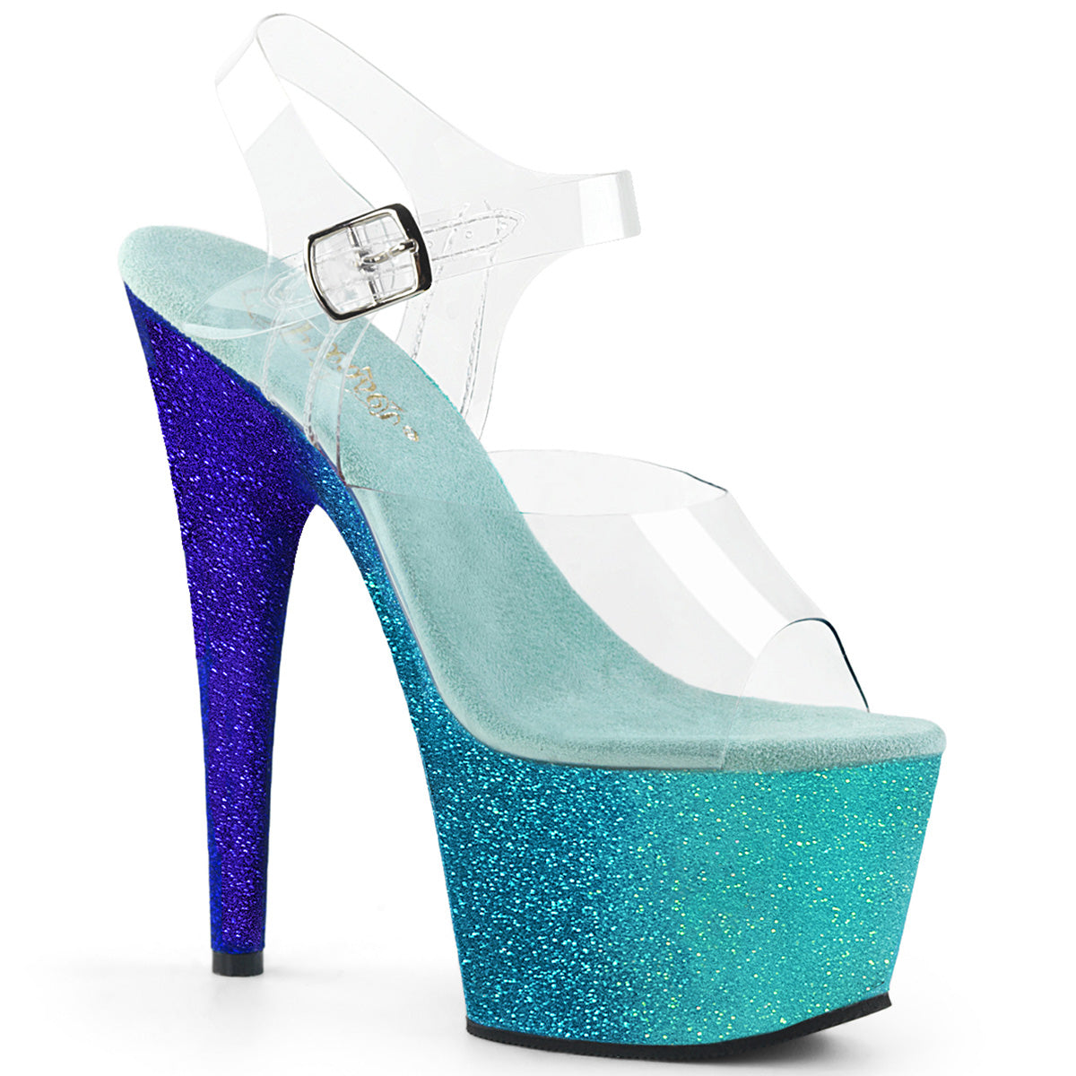 Adore-708ombre Pleaser 7 pulgadas Aqua azul Glitter Ombre Sandalias de baile exóticas