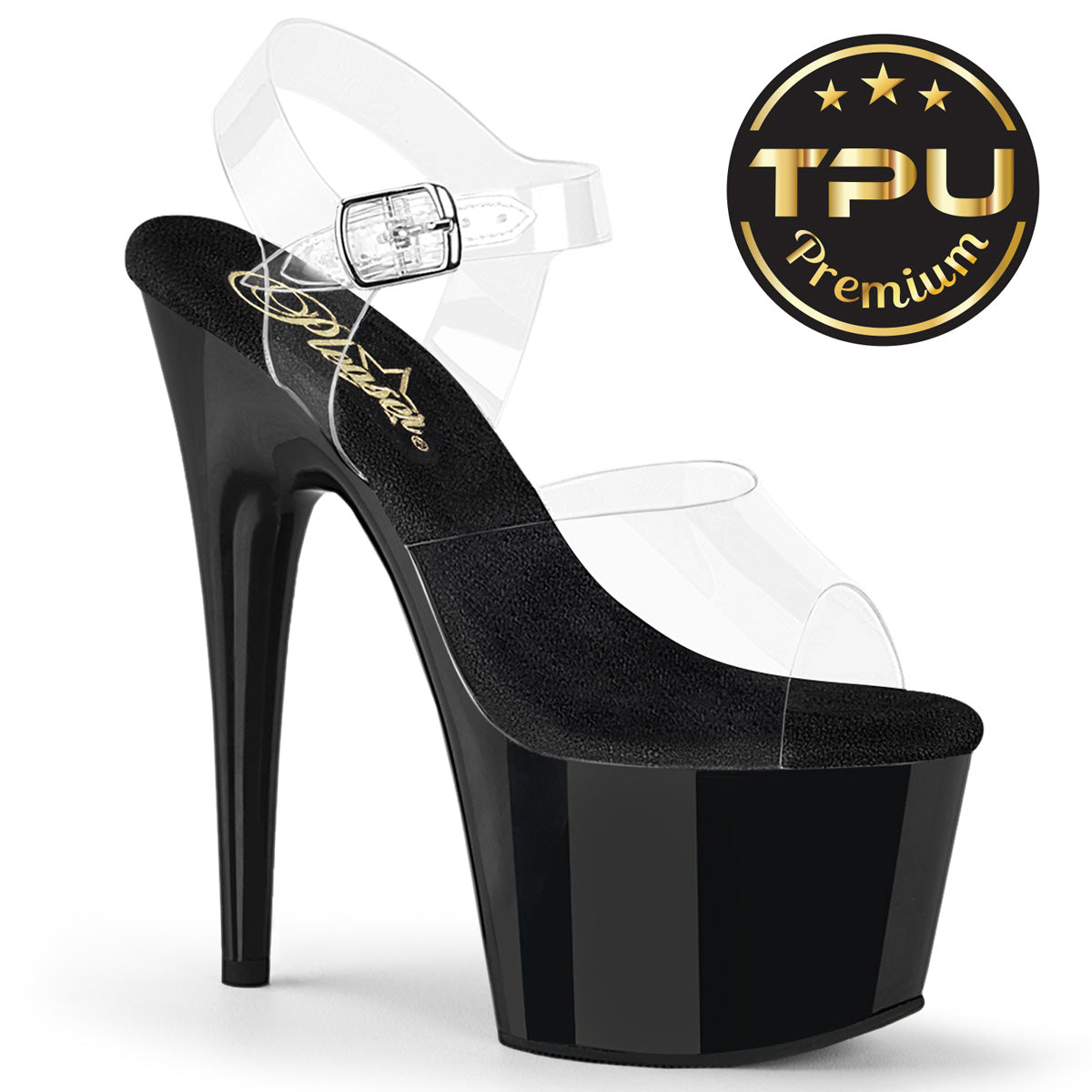 Clear Black 7 Inch Lap Dance Platform Shoes -  Pleaser ADORE-708PREM