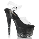 Clear Black 7 Inch Pole Dancing Platform Shoes -  Pleaser ADORE-708SPKL-01