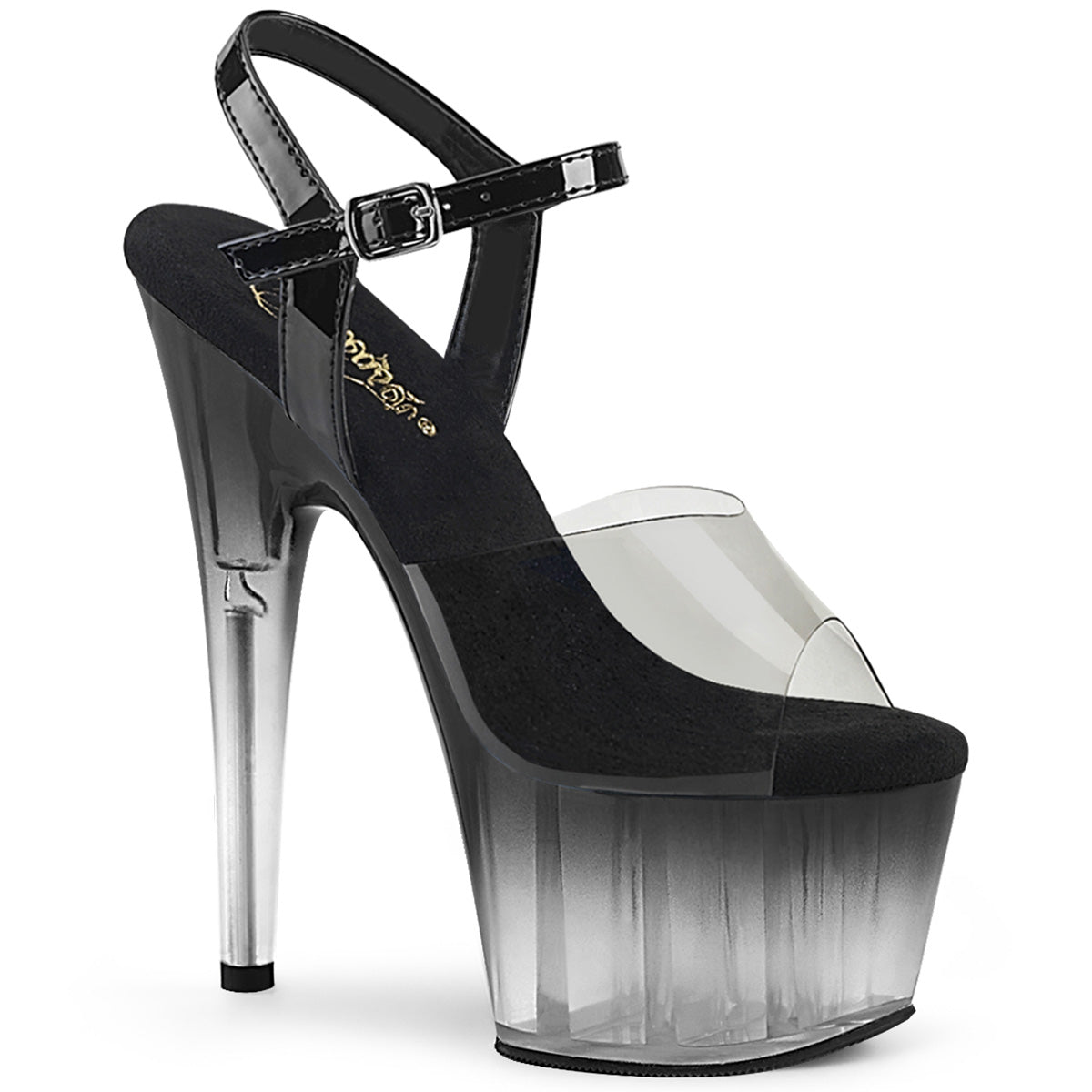 Adore-708T-2 Pleasers 7 pulgadas de humo negro ombre exótico bailando tacones de tobillo