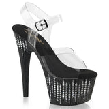 Clear Black 7 Inch Pole Heels Platform Shoes -  Pleaser ADORE-708WFRS