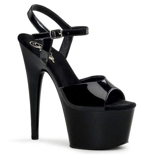 ADORE-709 Pleaser 7" Heel Black Patent Stripper Platforms High Heels