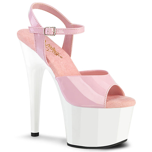 ADORE-709 Pleaser Baby Pink Patent Exotic Dancing White Platforms High Heels