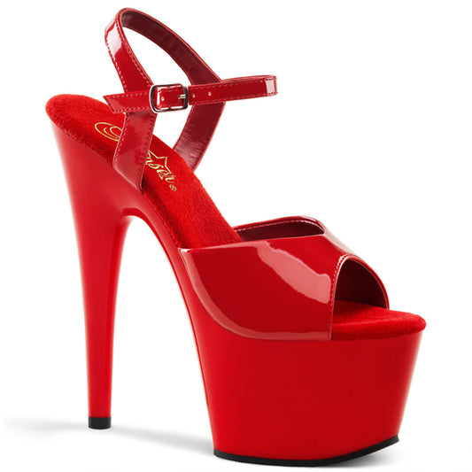 ADORE-709 Pleasers 7 Inch Heel Red Stripper Platforms High Heels