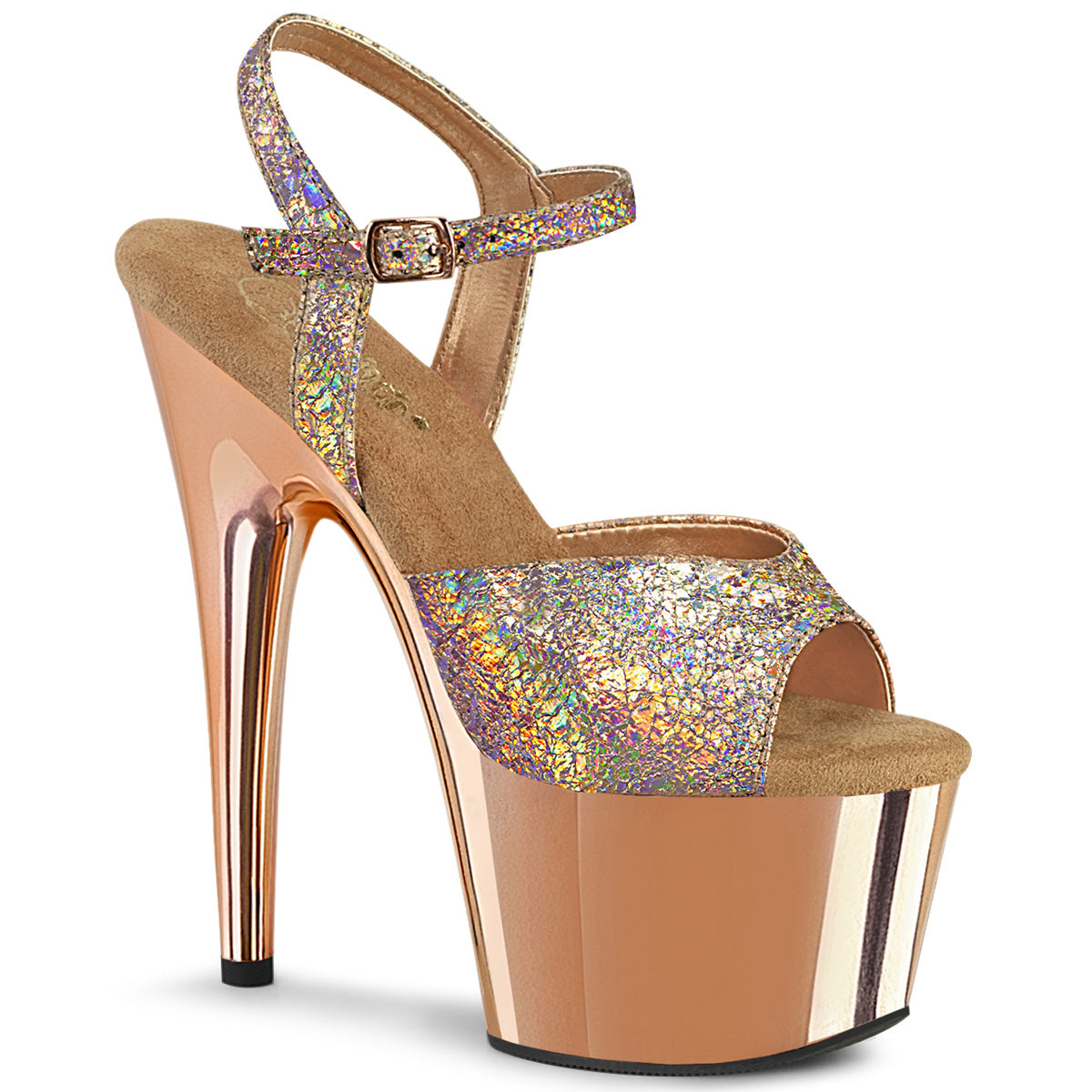 Rose Gold 7 Inch Fetish Pole Dancing Heels -  Pleaser ADORE-709HM