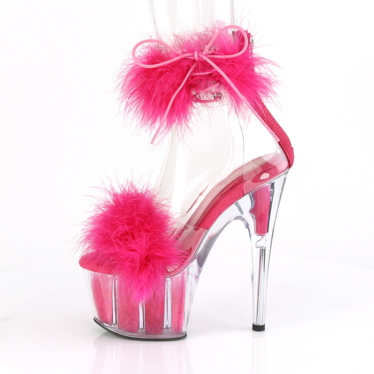 ADORE-724F Pleaser 7 Inch Hot Pink Fur Stripper Ankle Cuff Heels