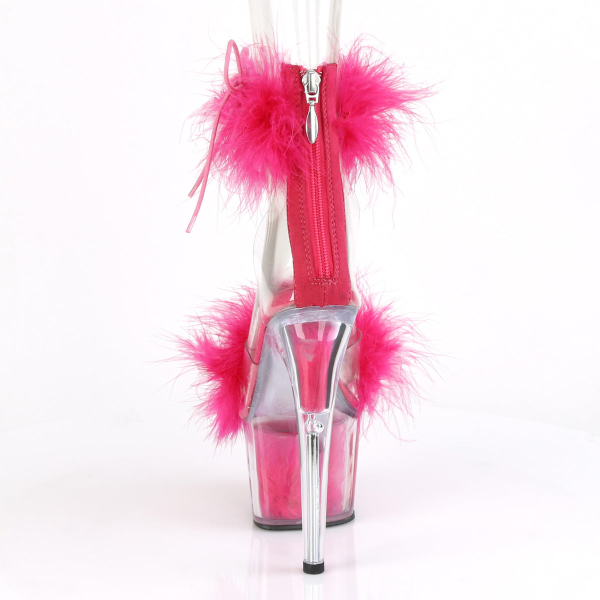 ADORE-724F Pleaser 7 Inch Hot Pink Fur Stripper Ankle Cuff Heels