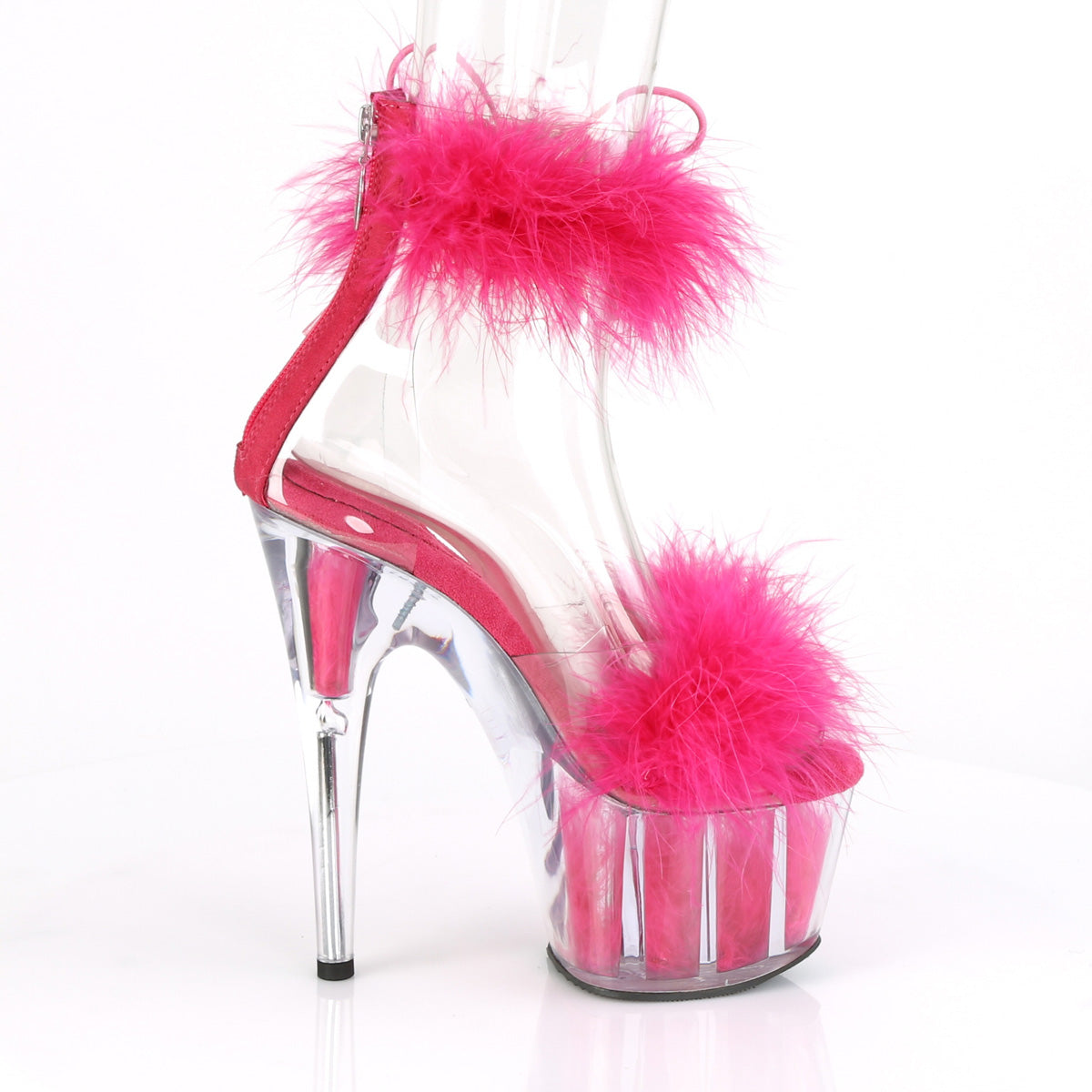 ADORE-724F Pleaser 7 Inch Hot Pink Fur Stripper Ankle Cuff Heels