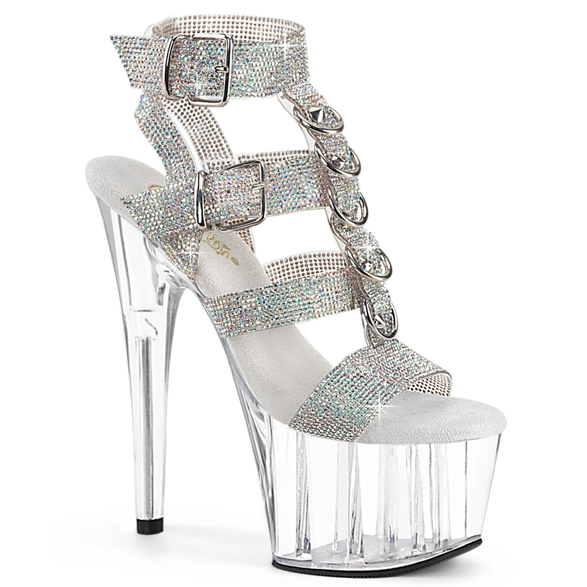 Silver 7 Inch Pole Dancer Platform Shoes -  Pleaser ADORE-756RS