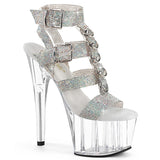 Silver 7 Inch Pole Dancer Platform Shoes -  Pleaser ADORE-756RS