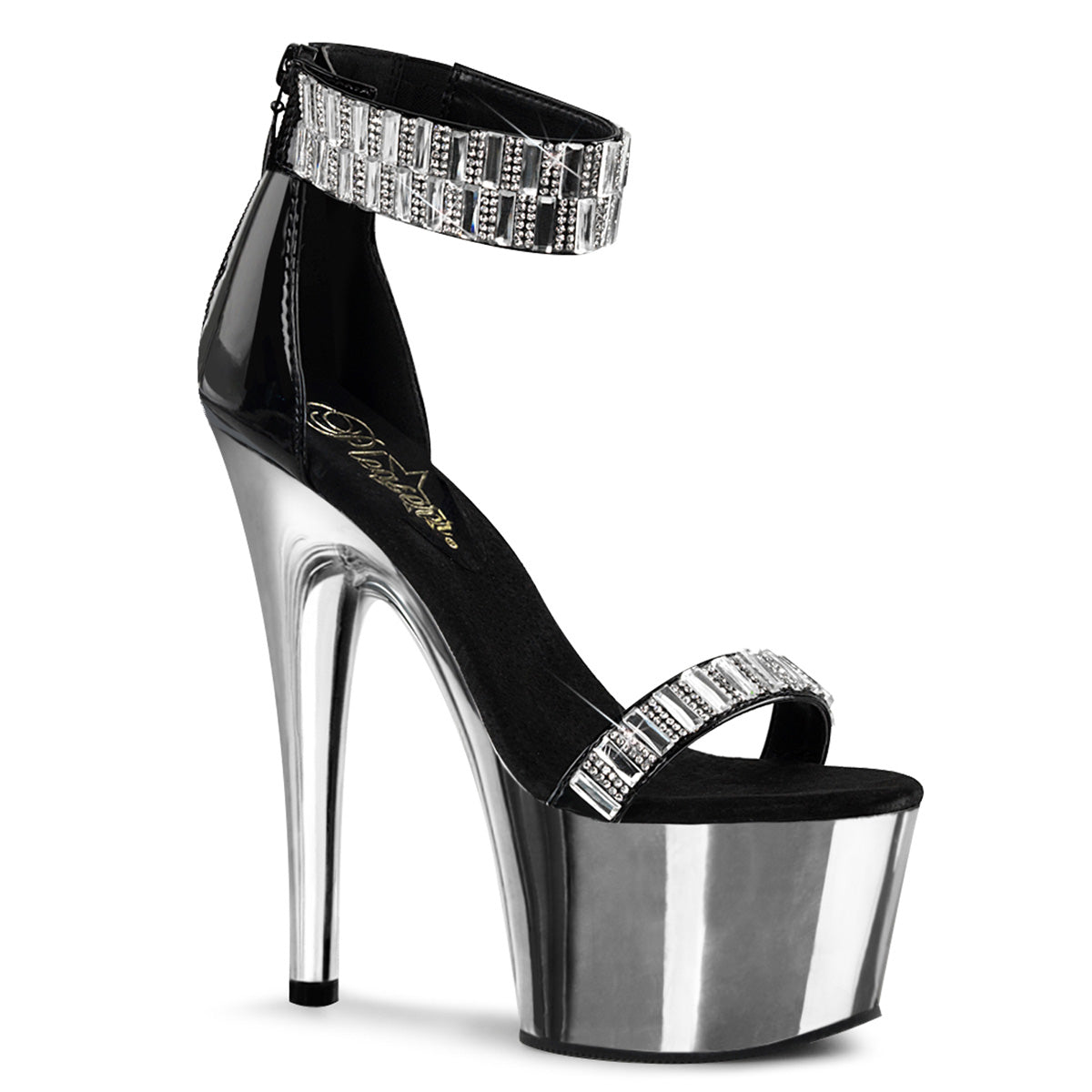 Black Silver 7 Inch Pole Dance Platform Shoes -  Pleaser ADORE-769RS