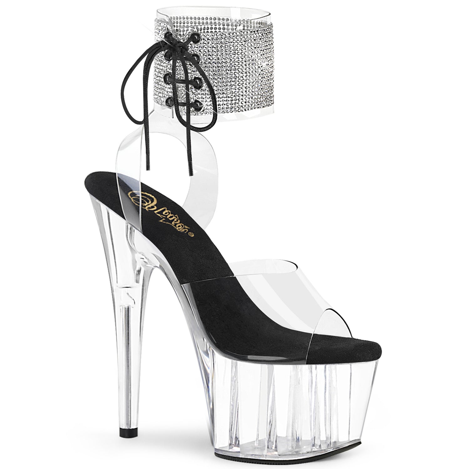 Clear 7 Inch Pole Dancer Platform Shoes -  Pleaser ADORE-791-2RS
