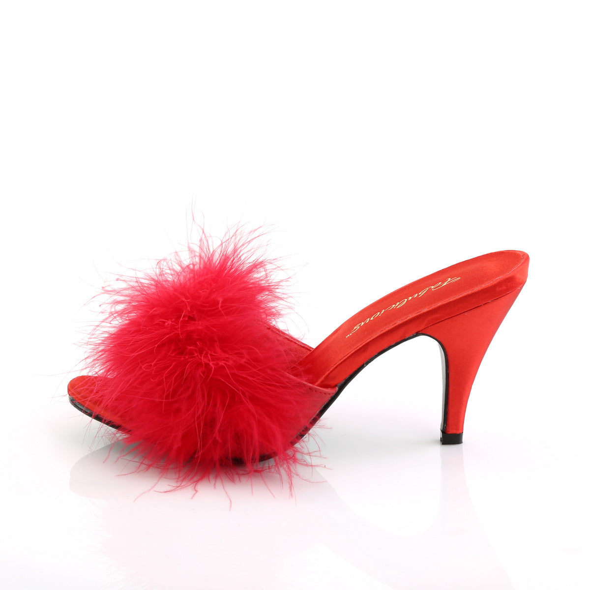 AMOUR-03 Fabulicious 3 Inch Heel Red Marabou Fur Sexy Shoes