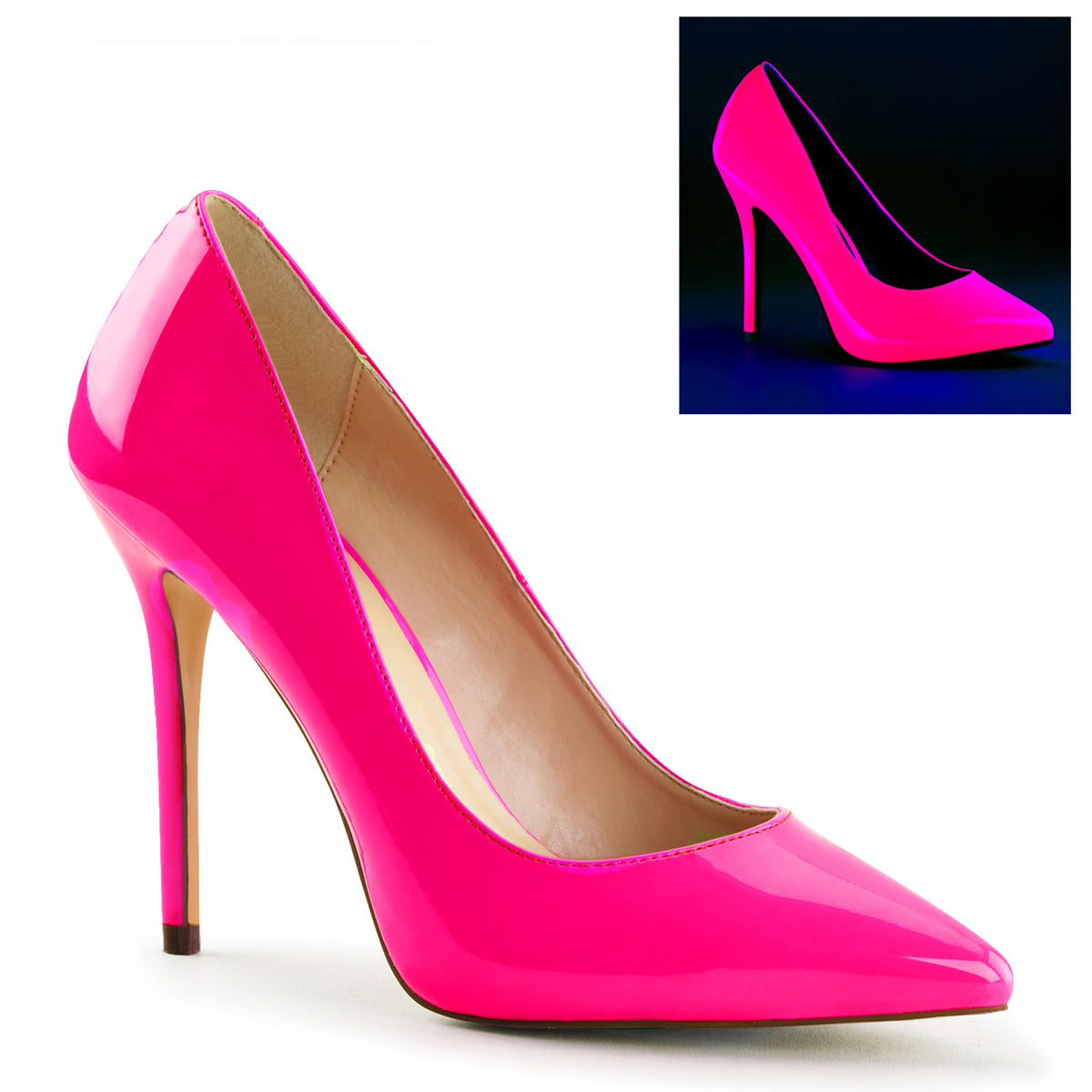 Neon Fuchsia 5 Inch Tempting Bedroom Heels -  Pleaser AMUSE-20