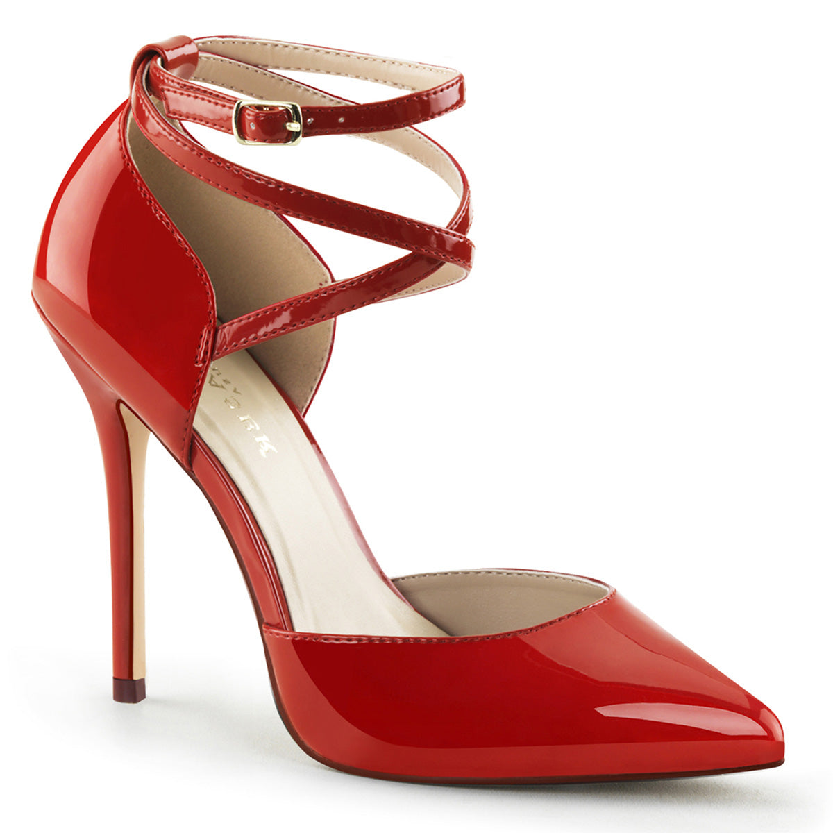 Red 5 Inch Flirty Single Sole Shoes -  Pleaser AMUSE-25