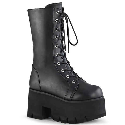 ASHES-105 Demoniacult Alternative Footwear Women's Lace Up Calf High Boots