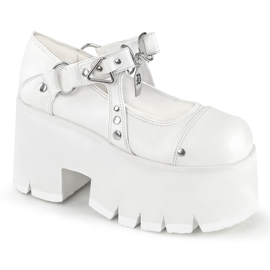 ASHES-33 Demoniacult Alternative Footwear Women's White Platforms Shoes