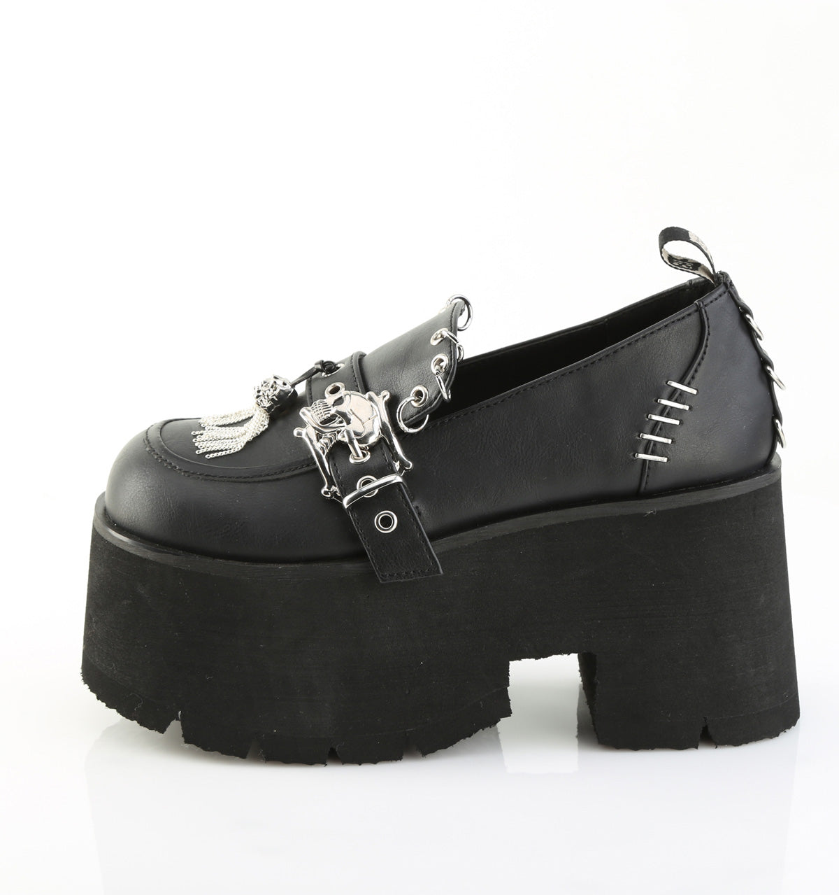 ASHES-38 Demonia Blk Vegan Leather Alternative Footwear Chunky Platform Shoes